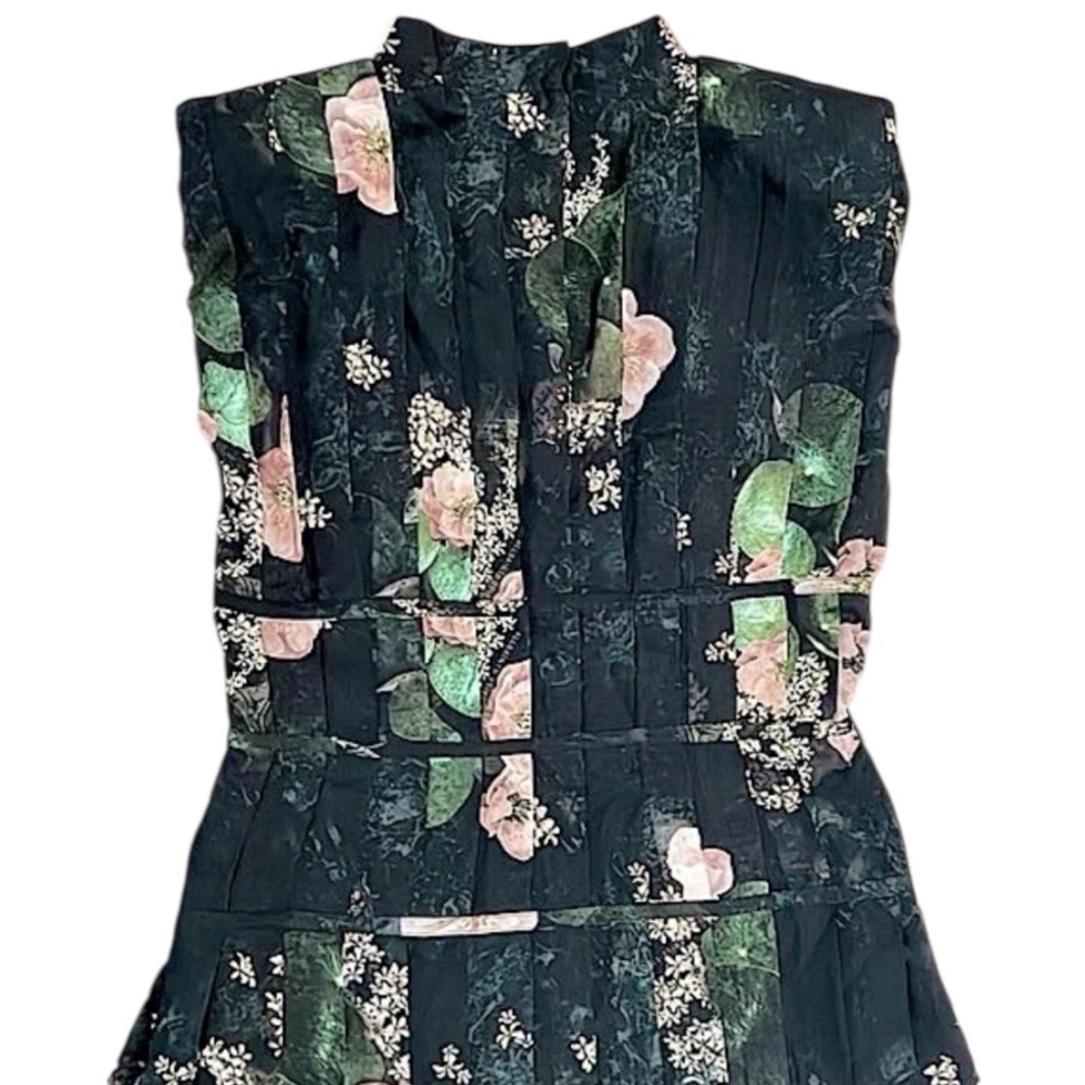 NWT’S All Saints Coco Asiago Maxi Dress Black & Pink Fishtail Grunge Floral 12 - Picture 9 of 15